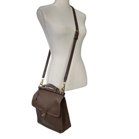 Vintage Coach Taupe Leather Willis Crossbody & Top Handle Bag F6C-9927 - Picture 2 of 15